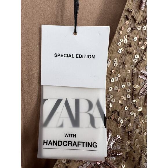 ZARA WOMAN Gold Sequin Dress Special Edition Small Party Formal Wedding NWT - Picture 12 of 16